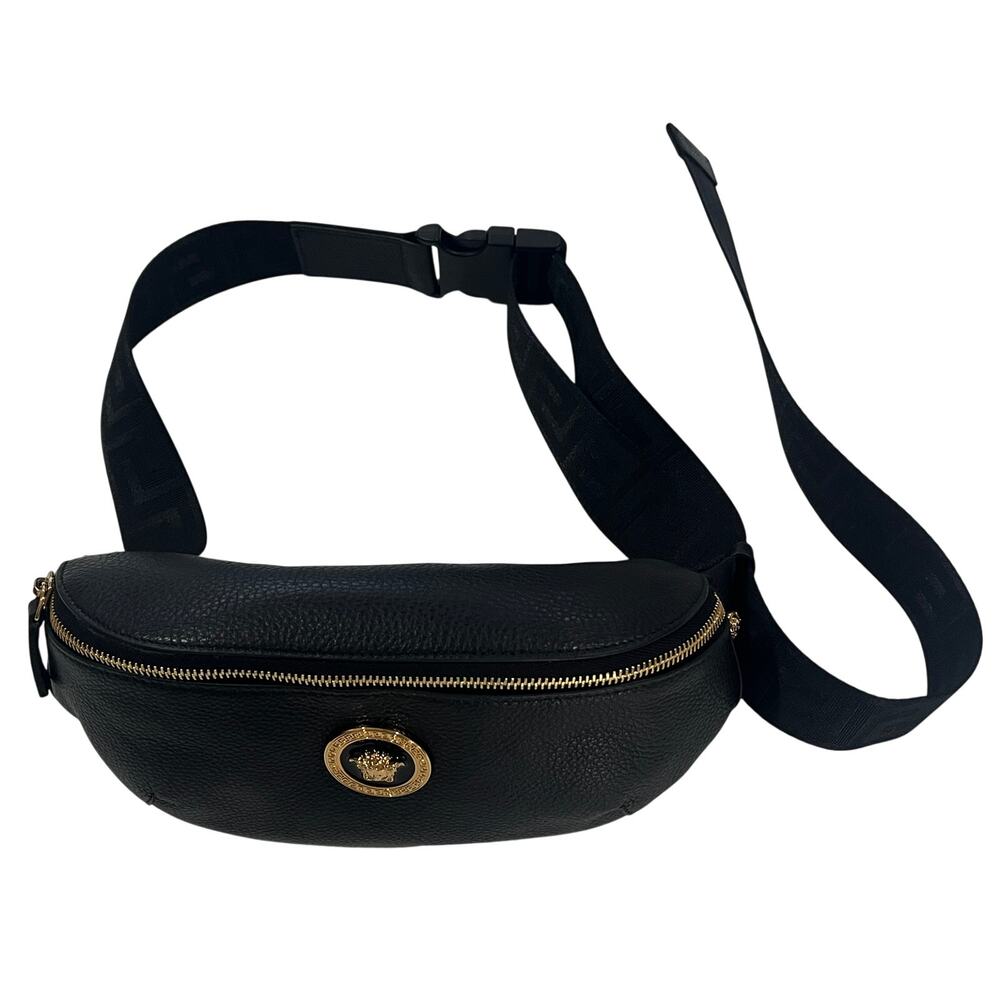 15-94 VERSACE La Medusa Grained Calfskin Medusa Belt Bag 6"Hx8"W